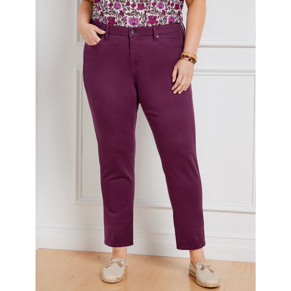 NWT TALBOTS Slim Ankle Jeans Burgundy Size 14W